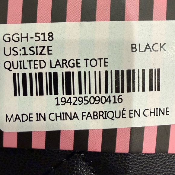 Gilda Paris Large Vegan Leather Black Quilted Tote Bag - Picture 4 of 4